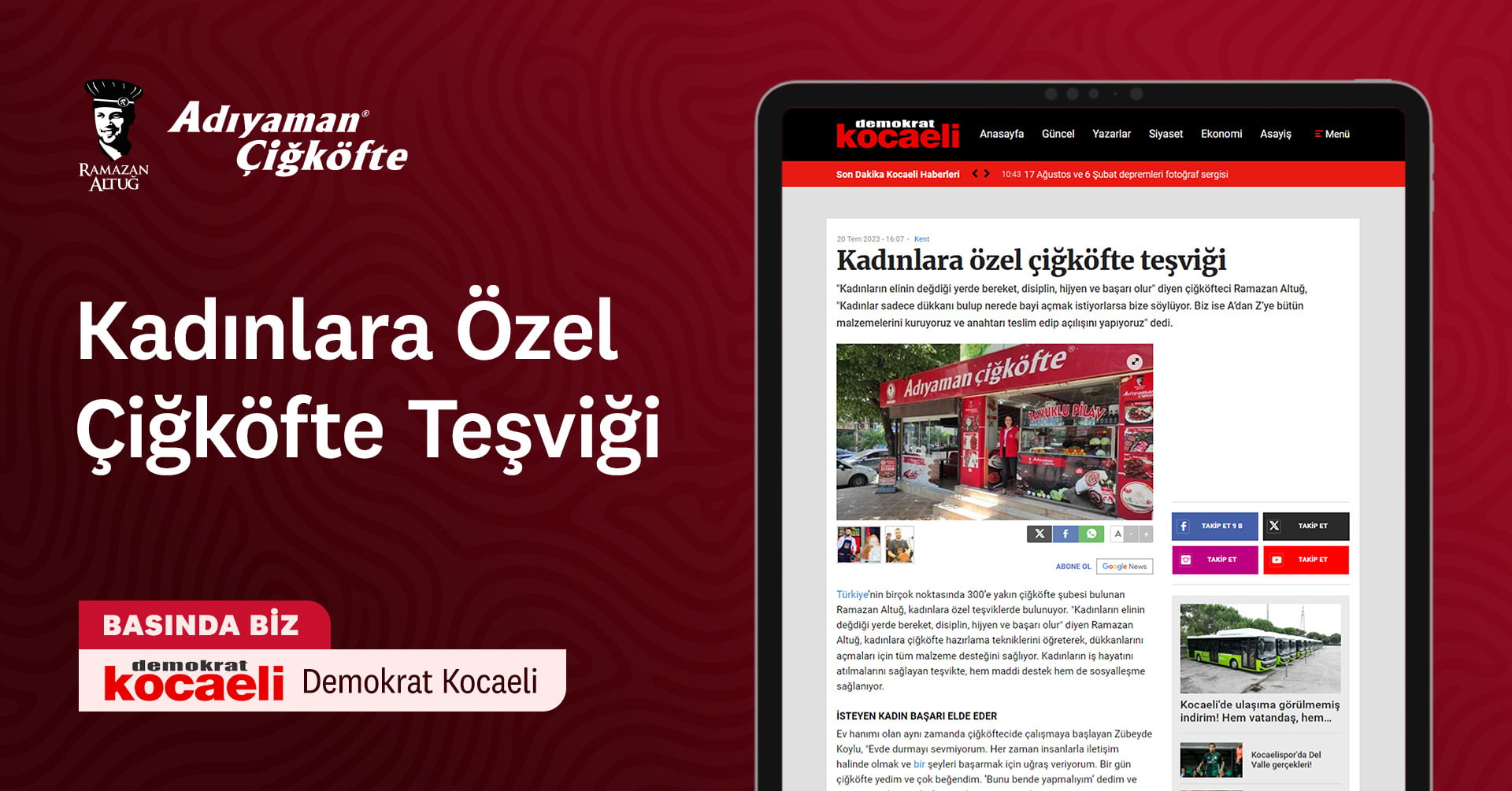 basinda biz 2023 07 20 demokrat kocaeli Demokrat Kocaeli - Kadınlara Özel Çiğköfte Teşviği